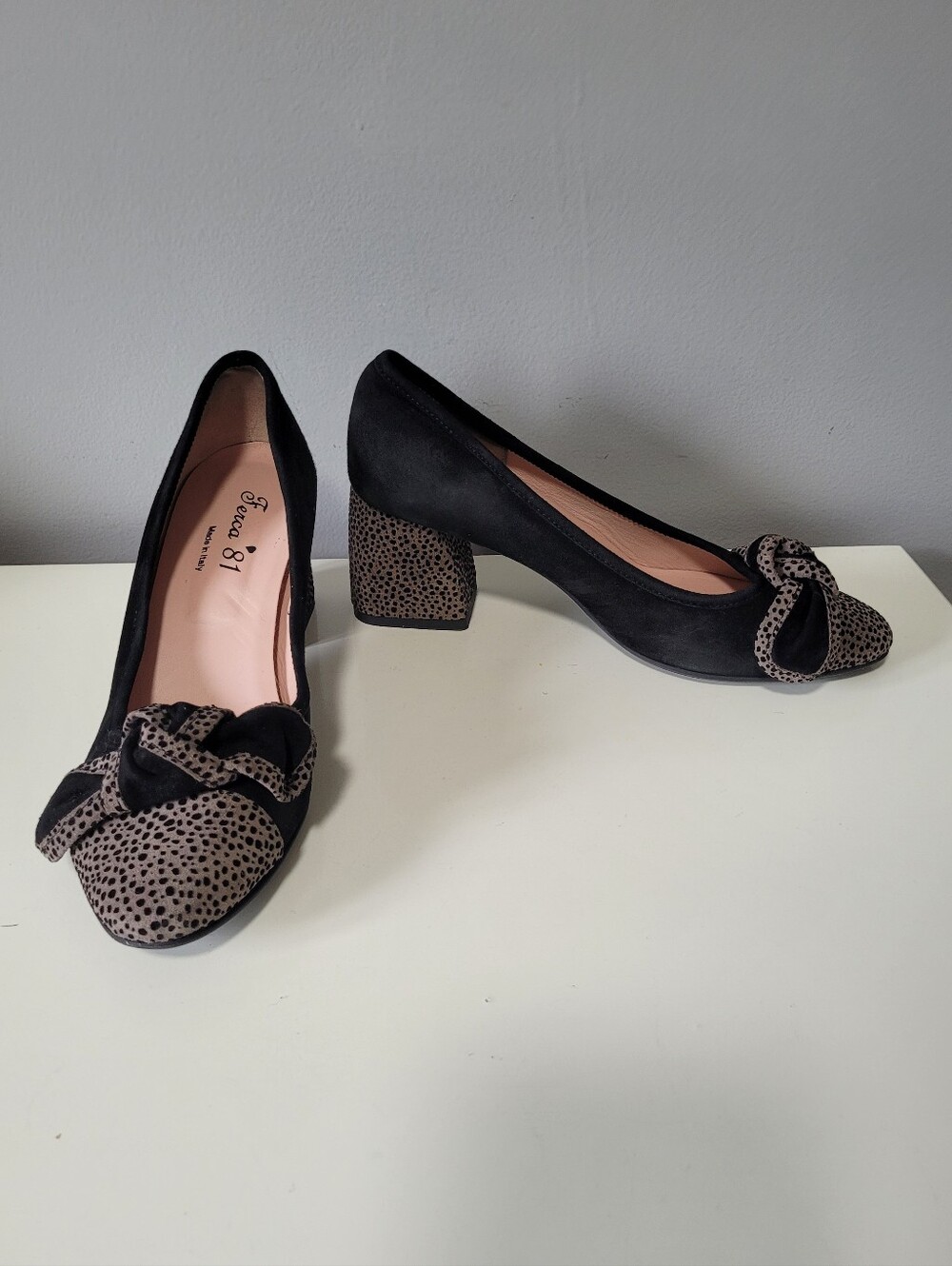 Ferca 81 Decollete Suede & Animal Print Block Heels, Size 38